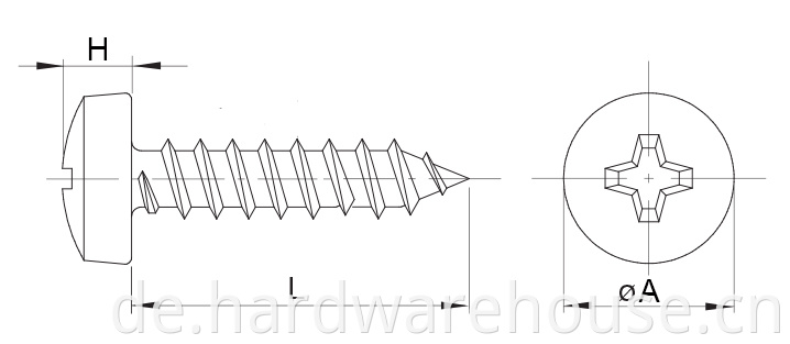 Drawing Self Tapping Screw Phillips Drive D7981